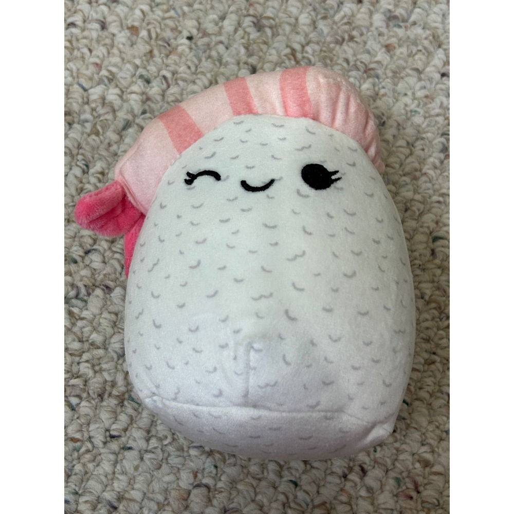 Squishmallow Shun the Sushi Shrimp Nigiri 5 Inch Pink White Plush Kellytoy Toy